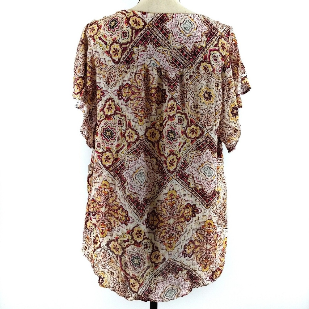 Style & Co Tunic Top Gold Red Flowy S/S New - Picture 4 of 7